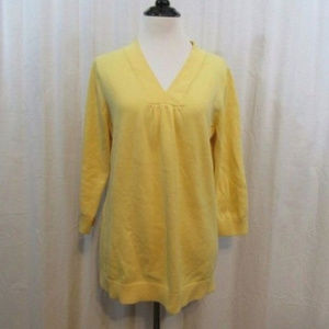 Lands End Yellow V Neck Knit Top M 10 12